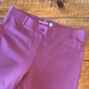 Betabrand Womens Stretchy Pull On Bootcut Dress Pants Yoga Mauve Petite Large